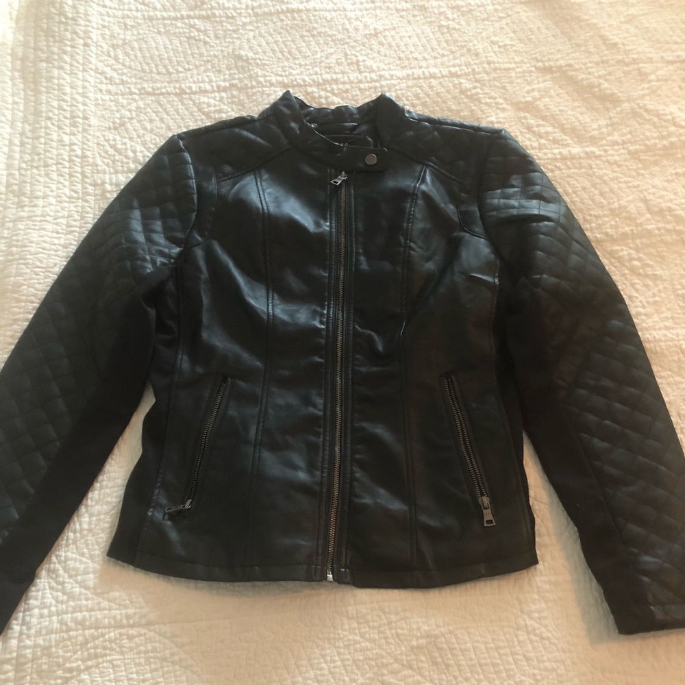 Faux leather moto jacket